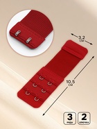 Застёжка для бюстгальтера, удлинитель, 3 ряда 2 крючка, 3.2×10.5 см, 5 шт., бордовая - Фото 2