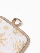 Кухонный набор «Доляна. Снежинки»: прихватка 17×17 см, варежка 26×16 см, фартук 70×80 см, золотистый - Фото 4