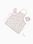 Кух. набор 3пр. Доляна Снежинки золотые прих.17*17 см, вареж.26*16 см,фарт.70*80 см 100% п/э   94461 - фото 809335861