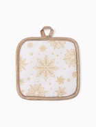 Кух. набор 3пр. Доляна Снежинки золотые прих.17*17 см, вареж.26*16 см,фарт.70*80 см 100% п/э   94461 - фото 809335866