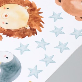 Наклейка интерьерная цветная «Зверята на радуге», набор 2 листа, 30×60 см