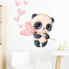 Наклейка пластик интерьерная цветная "Малыш панды с сердечком на палочке" 30х60 см - фото 319597740