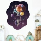 Наклейка пластик интерьерная цветная "Космонавт с планетами-шарами" 30х45 см - фото 319597826