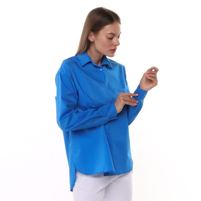 Рубашка женская с карманом, цвет синий, размер 42 64131