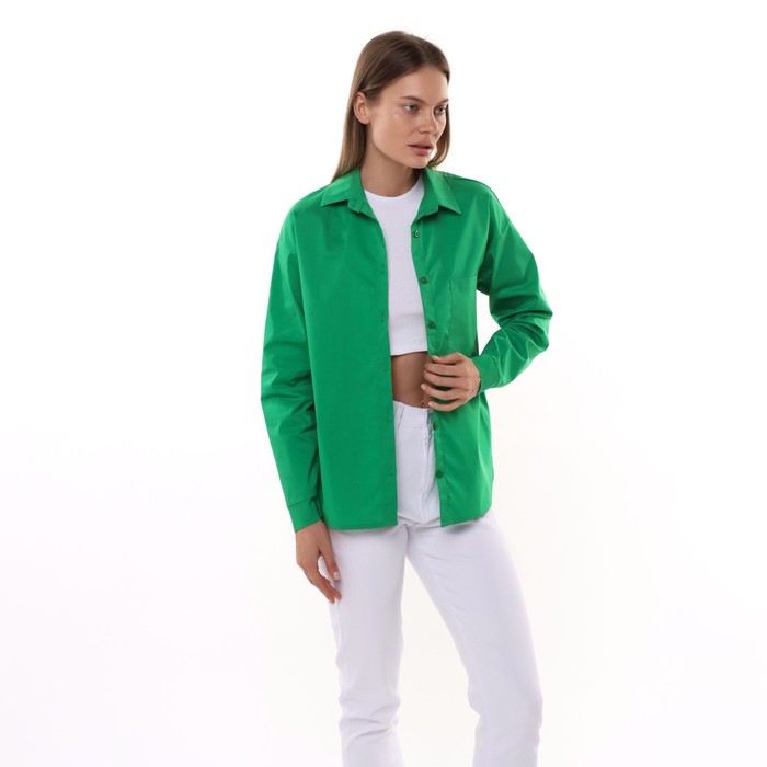 Рубашка женская с карманом, цвет зелёный, размер 46