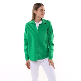 Рубашка женская с карманом, цвет зелёный, размер 48