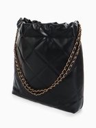 Сумка - мешок женская без застёжки, 35×7×33 см, со стёжкой, чёрная - Фото 11