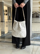 Сумка - мешок женская без застёжки, 35×7×33 см, со стёжкой, белая - Фото 11