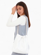 Сумка - мешок женская без застёжки, 35×7×33 см, со стёжкой, белая - Фото 12