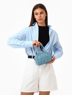 Сумка женская саквояж на молнии, 19×7×14 см, голубая - Фото 2