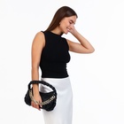 Сумка женская багет на молнии, 24×6×15.5 см, чёрная - Фото 4