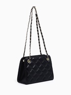 Сумка-клатч на молнии, на длинной цепочке, со стёжкой, чёрная - Фото 4