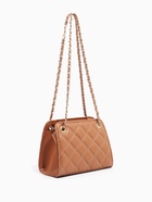 Сумка-клатч на молнии, на длинной цепочке, со стёжкой, бежевая - Фото 6