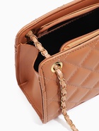 Сумка-клатч на молнии, на длинной цепочке, со стёжкой, бежевая - Фото 4