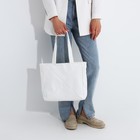 Сумка-шопер женская на молнии, размер 39×9×30 см, однотонная, белая - Фото 6