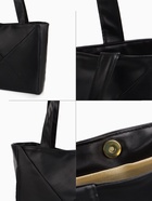 Сумка-шопер женская на молнии, размер 39×9×30 см, однотонная, чёрная - Фото 3