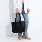 Сумка-шопер женская на молнии, размер 39×9×30 см, однотонная, чёрная - Фото 6