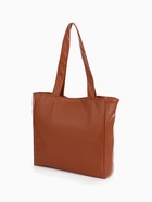 Сумка-шопер женская на молнии, размер 39×9×30 см, однотонная, рыжая - Фото 4