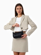 Сумка женская багет на молнии, 22×6×13 см, чёрная - фото 60010446