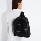 Рюкзак женский из искусственной кожи на молнии, 1 карман, цвет чёрный - фото 319599356