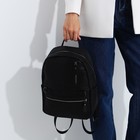 Рюкзак женский из искусственной кожи на молнии, 2 кармана, цвет чёрный - фото 22352852