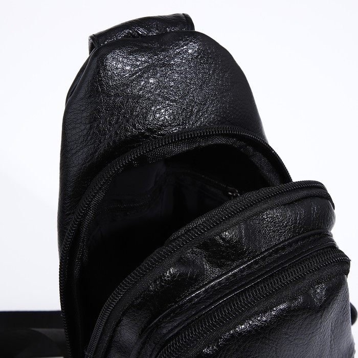 Сумка-слинг, 2 отдел на молниях, наружный карман, цвет чёрный