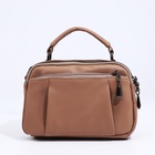 Сумка женская саквояж на молнии, 23×10×15 см, бежевая - Фото 3