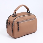 Сумка женская саквояж на молнии, 23×10×15 см, бежевая - Фото 5