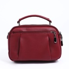 Сумка женская саквояж на молнии, 23×10×15 см, бордовая - Фото 3