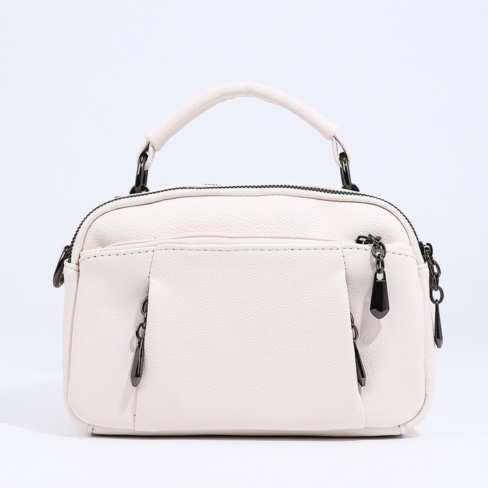 Сумка женская, саквояж, на молнии, 23×10×15 см, белая - Фото 1