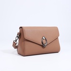 Сумка женская мессенджер на магните, 24×10×15 см, однотонная, бежевая - Фото 7