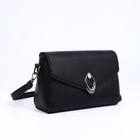 Сумка женская мессенджер на магните, 24×10×15 см, однотонная, чёрная - Фото 9