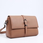Сумка женская мессенджер на магнитах, 24×10×15 см, бежевая - Фото 5