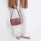 Сумка женская мессенджер на магнитах, 24×10×15 см, бежевая - Фото 12