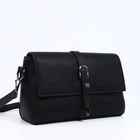 Сумка женская мессенджер на магнитах, 24×10×15 см, чёрная - Фото 5
