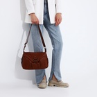 Сумка - мешок женская на молнии, 30×12×21 см, коричневая - Фото 8