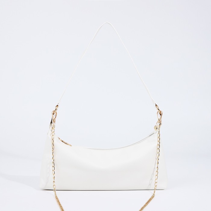 Сумка женская на молнии, белая - Фото 1