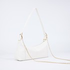 Сумка женская на молнии, белая - Фото 4