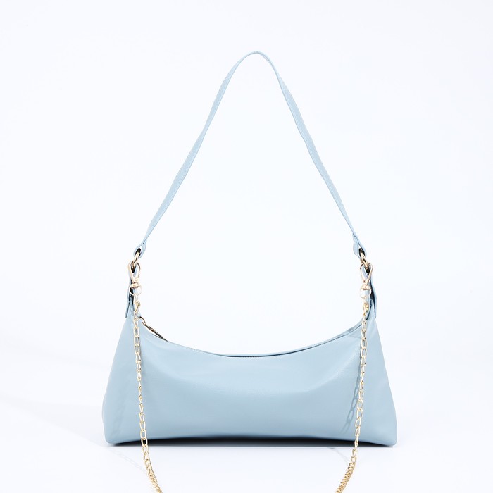 Сумка женская на молнии, голубая - Фото 1