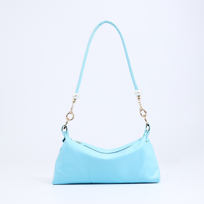 Сумка женская на молнии, голубая - Фото 1