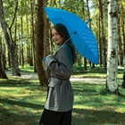 Зонт женский трость «Яркие бабочки», 8 спиц, d = 90 см, цвет синий - фото 11348112