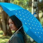 Зонт женский трость «Яркие бабочки», 8 спиц, d = 90 см, цвет синий - фото 12010135