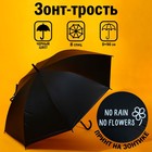 Зонт-трость «NO RAIN - NO FLOWERS», 8 спиц, d = 90 см, цвет чёрный - Фото 1
