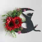 Панно настенное «Кошка играет на месяце, красные подсолнухи», декор, 30×30 см - Фото 2