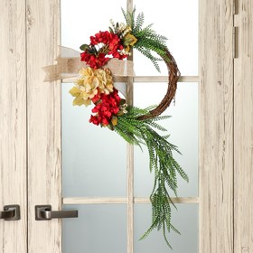 Венок на дверь интерьерный 'Ивовый венок с цветами' d=40 см