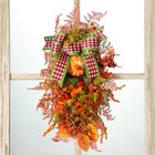 Венок на дверь интерьерный "Осенний с тыквами" 30х50 см - Фото 2