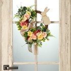 Венок на дверь интерьерный "Зайчик пасхальный с розами" d=35 см - фото 1694283