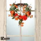 Венок на дверь интерьерный "Оранжевые цветы" 32х7х32 см - Фото 1