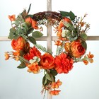 Интерьерный венок на дверь «Оранжевые цветы», 32×7×32 см - Фото 2