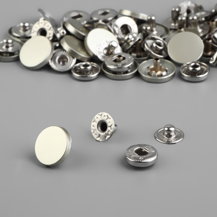 Кнопки установочные, Альфа, d = 12 мм, цвет серебряный матовый